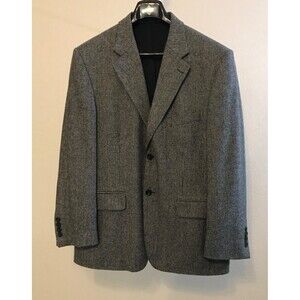 John Ashford Mens Sport Coat SZ 40 Short black/tan Tweed Officecorp Business